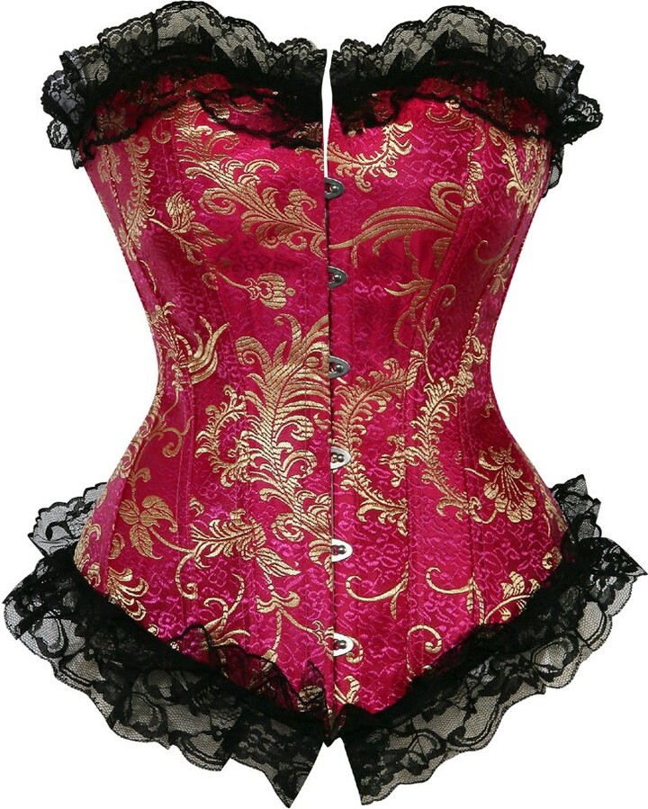 Grebrafan Glitter Corset Shapewear Plus Size Palace Bustier Brocade (UK