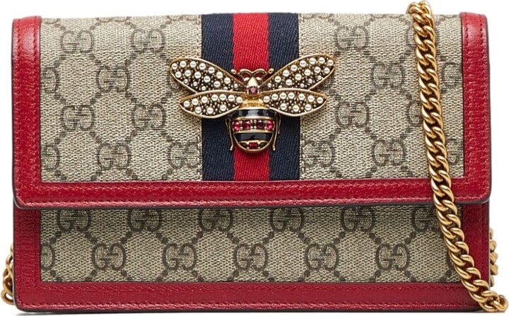 Gucci Red Leather Webby Bee Crossbody Bag Gucci