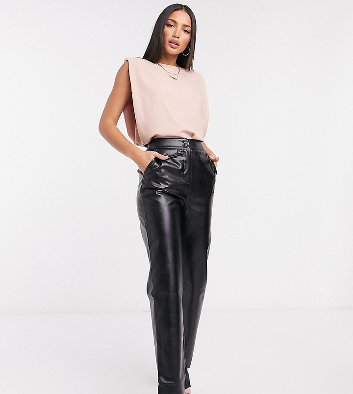 pu black trousers