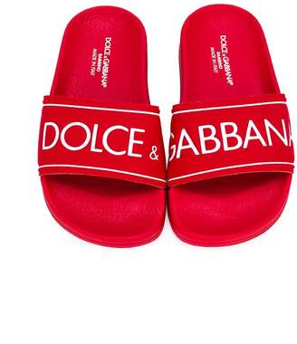 Dolce & Gabbana Kids logo print pool slides