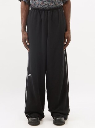Balenciaga 3b-embroidered Cotton-jersey Track Pants - Black - ShopStyle