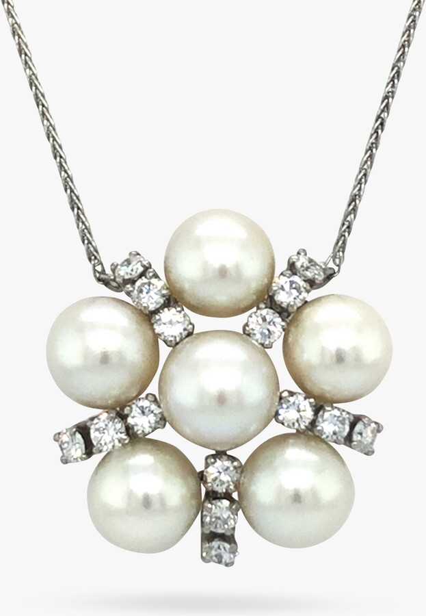 Vintage Fine Jewellery Second Hand Pearl & Diamond Platinum Necklace