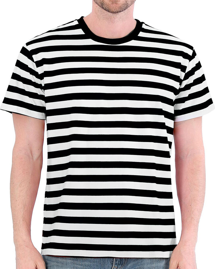 Funny World Black White Striped Shirt Men Cotton Short Sleeve Casual Basic Tee Adult Halloween Top Summer Fashion Daily Clothes