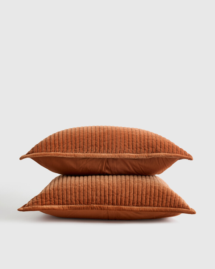 Quince Cotton Velvet Channel Quilted Sham Set