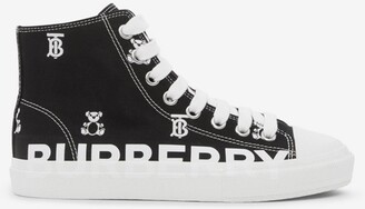 Burberry Childrens Montage Print Gabardine High-top Sneakers Size: 11.5