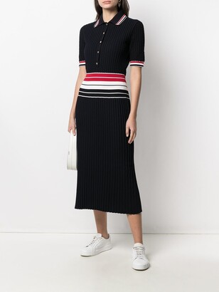 Thom Browne RWB-stripe knitted polo dress
