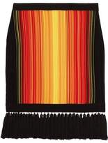 Balmain Fringed-Trimmed Striped Stretch-Knit Mini Skirt