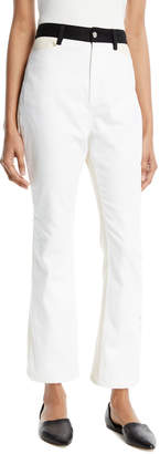 Rosetta Getty High-Rise Skinny Flared Cropped Jeans w/ Contrast Pockets