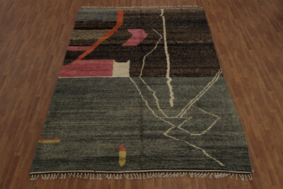 Dakota Fields Plush Moroccan Area Rug 9x13 with Geometric Patterns and Earthy Tones
