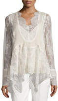 Thumbnail for your product : Haute Hippie Pintucked Chiffon Lace Blouse, Antique