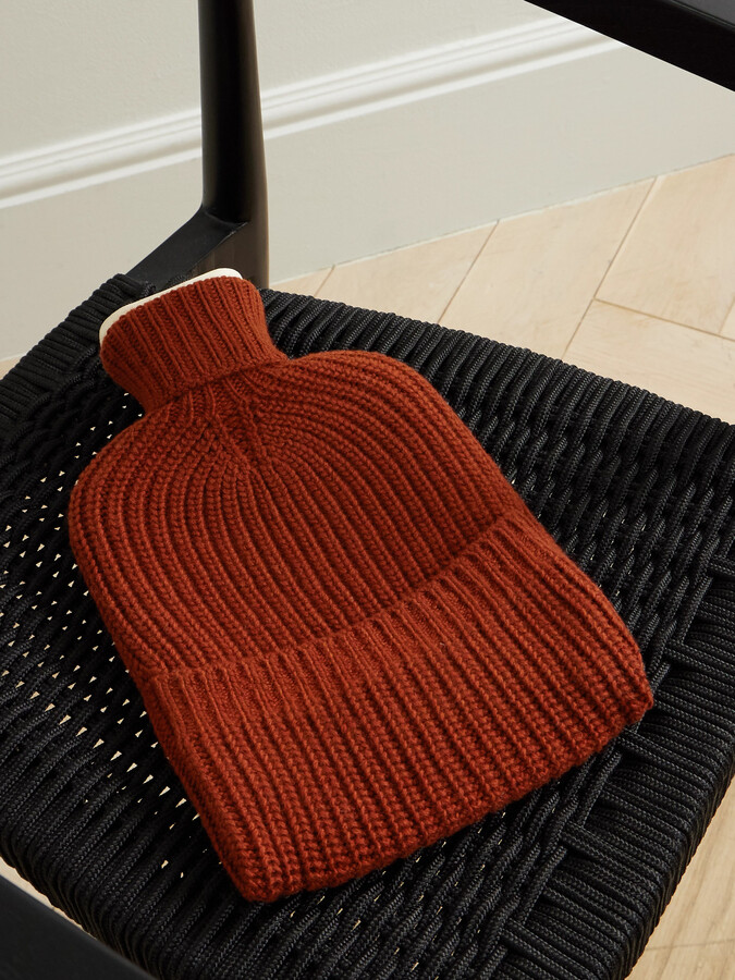Johnstons of Elgin Ribbed Cashmere Hot Water Bottle Cover - Red