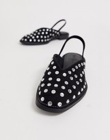 Thumbnail for your product : ASOS DESIGN Mapping embellished slingback flat shoes in black