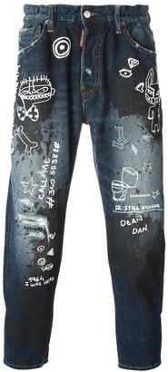 DSQUARED2 graffiti print jeans