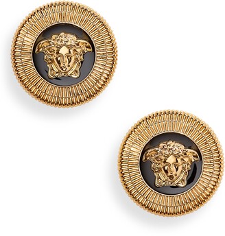 Versace Plate Goldtone & Enamel Earrings