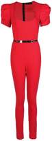 Thumbnail for your product : boohoo Square Neck Puff Sleeve Belted Jumpsuits