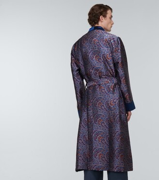 Derek Rose Paisley jacquard silk robe