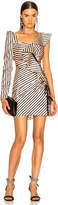 Thumbnail for your product : Self-Portrait Striped Flounce Mini Dress in Nude & Black | FWRD
