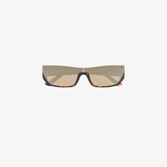 Balenciaga Eyewear - Brown Shield Rectangular Sunglasses - ShopStyle