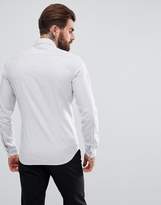 Thumbnail for your product : ASOS DESIGN Smart Stretch Slim Twill Stripe Shirt In Navy
