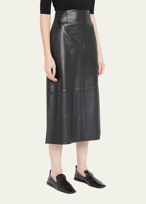 Theory High-Waist Midi A-line Leather Skirt