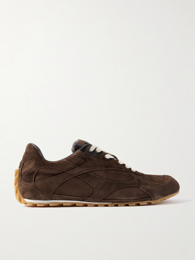 Bottega Veneta Orbit Flash Leather-trimmed Suede Sneakers - Brown