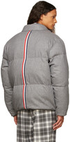 Thumbnail for your product : Thom Browne Reversible Grey Down Boiled Wool Engineered Stripe Funnel Neck Jacket