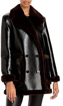 theory patent shearling jacket