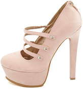 Thumbnail for your product : Qupid Triple Mary Jane Platform Pumps