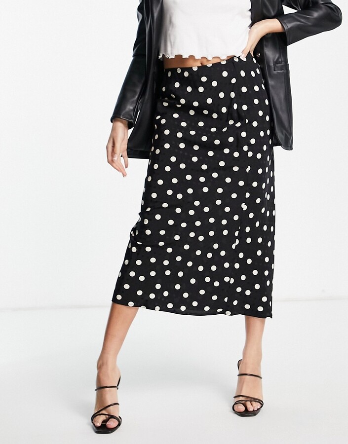 Topshop spot bias midi skirt in monochrome - ShopStyle