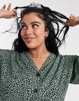 Thumbnail for your product : ASOS DESIGN Curve chuck on button through mini shirt dress in leopard print