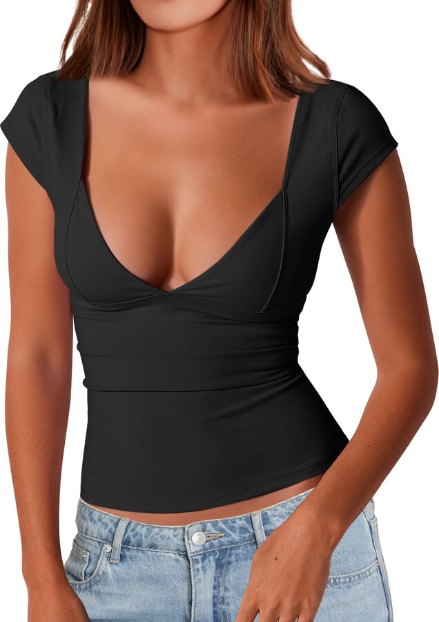 KANILANS Lace Bra Camisole Bralette for Women Halter Deep V Neck Cami  Wireless Adjustable Crop Top