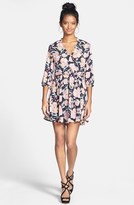 Thumbnail for your product : Lush 'Kendal' Floral Print Surplice Faux Wrap Dress (Juniors)