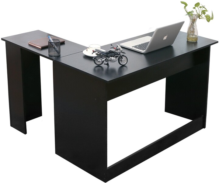 Ivinta Corner Desk Modern L Shaped Desk Computer Table Dark Brown