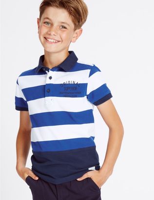 Marks and Spencer Pure Cotton Striped Polo Shirt (3-14 Years)