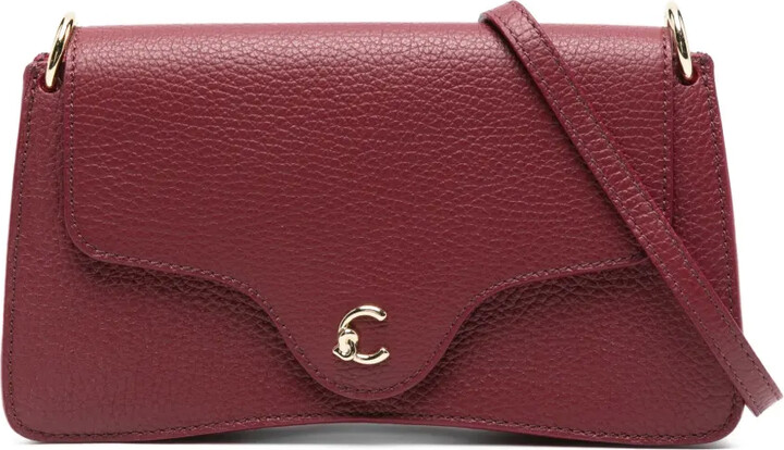 C-me curved-flap leather cross body bag