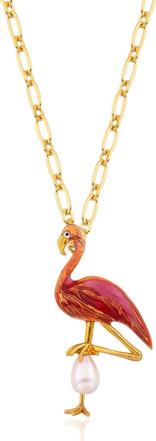 Pink Lab Created Sapphire 18k Rose Gold Over Sterling Silver Flamingo  Pendant With Chain 0.46ctw - JZH138 | JTV.com