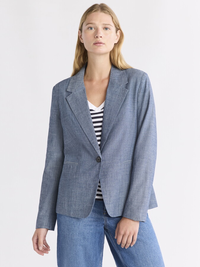Free Assembly Women’s Single Breasted Chambray Blazer, Sizes XS-XXL