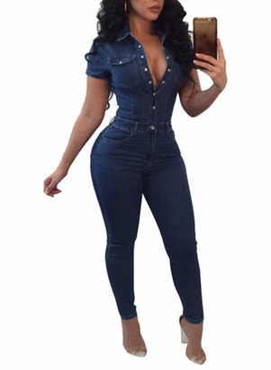 Blue Buttoned Jumpsuit | Shop the world's largest collection of fashion |  ShopStyle UK