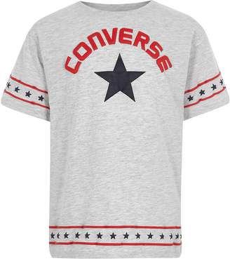 Converse River Island Girls Grey star trim T-shirt