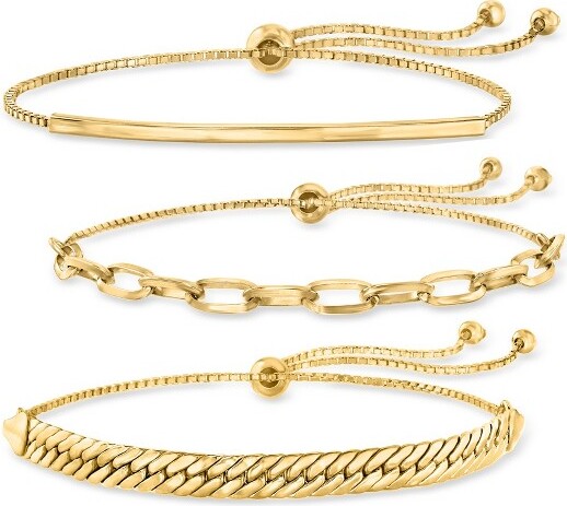 Ross-Simons Ross-Simons18ktGoldOverSterlingJewelrySet:3BoloBraceletsSize