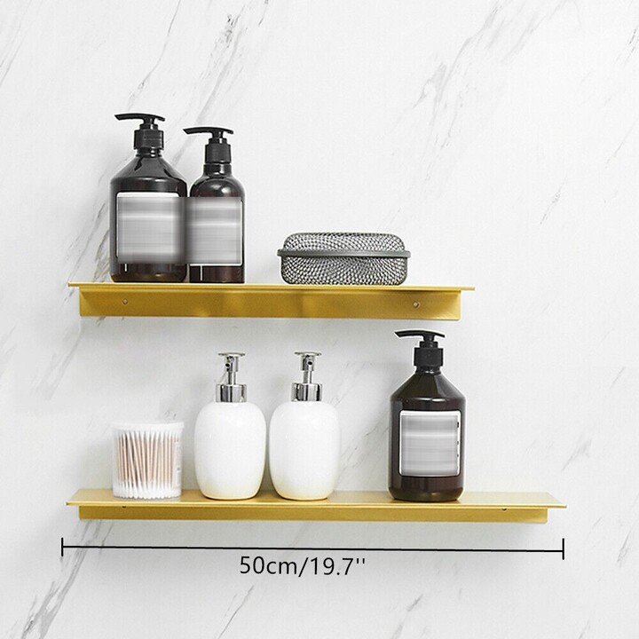 Oukaning Wall Mounted Bathroom Rectangle Shelf Golden Bath Storage Rack ShopStyle