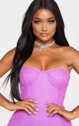 PrettyLittleThing Shape Lilac Glitter Cup Detail Bodycon Dress