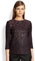 Thumbnail for your product : St. John Sequined Tweed Top