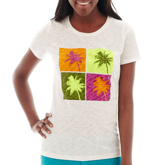 JCPenney STYLUS Stylus Short-Sleeve Slub Knit Graphic T-Shirt -Petite