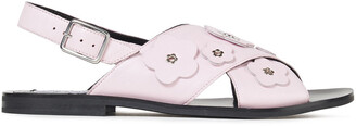 McQ Floral-appliquéd Leather Slingback Sandals