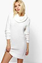 Thumbnail for your product : boohoo Tia Cowl Neck Boucle Soft Knit Jumper Dress
