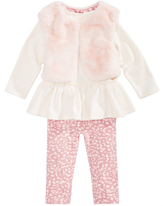First Impressions 3-Pc. Faux-Fur Vest, Peplum Tunic and Leggings Set, Baby Girls (0-24 months), Created for Macy's