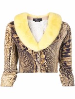 Thumbnail for your product : Blumarine Faux-Fur Animal-Print Cropped Cardigan