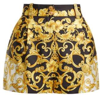Versace Hibiscus Silk Shorts - Womens - Gold Multi