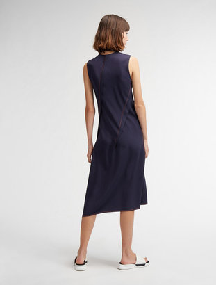 DKNY Asymmetric Midi Dress With Contrast Stitching